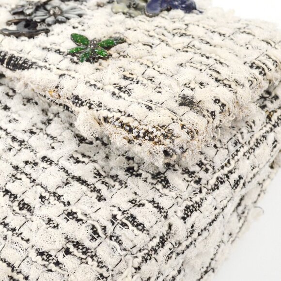 Chanel White Black Tweed 2.55 Medium Classic Double Flap Shoulder Bag XX01853 - Picture 3 of 10